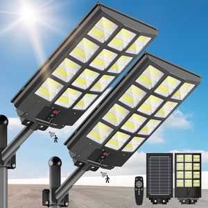 8000W Outdoor Solar LED Street <b>Light</b> IP67 Rated <b>Remote</b> <b>Control</b> Wide Angle Sensor Dusk-Dawn Lighting for Garden & Yards - Product Image 1