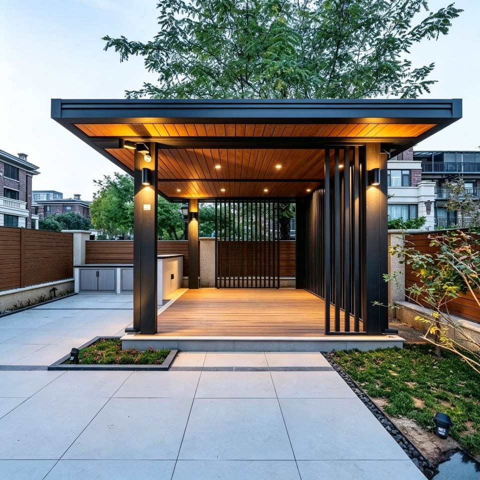 Modern Design Garden Gazebo Pavilion Adjustable Sunshade Louvered Roof modern-design-garden-gazebo-pavilion-adjustable-sunshade-louvered-roof