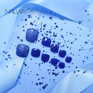 Faux <span class=keywords><strong>ongles</strong></span> d'orteils pré-conçus en usine, tendance, à presser, avec paillettes brillantes - Product Image 2