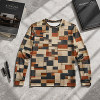 T-shirt à manches longues 3D AOP 100% Polyester Séchage rapide Col rond Motifs rouille Décontracté Automne Vente en gros Prêt à expédier OEM ODM