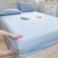 Parure de lit de luxe personnalisée pour hôtel, drap-housse en coton uni à poches profondes avec 2 taies d'oreiller