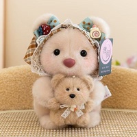 Boneka Beruang Ibu dan Bayi Lisa OEM ODM, Topi Bordir Renda, Boneka Super Lembut, Dekorasi Rumah, Hadiah Anak, Kenyamanan Emosional