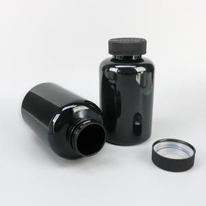 Customized Black PET Plastic Capsule <b>Container</b> Empty Bottle for Health Products with Screw Cap - Product Image 1
