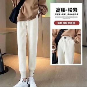 Women's Corduroy Jogger Sweatpants Thickened Fleece <b>Lined</b> Casual <b>Pants</b> Apricot Black Micro Elastic Breathable CX 915 - Product Image 5