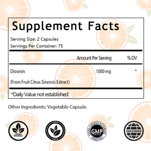 OEM/ODM Hotselling Diosmin 1000mg Formula kompleks, 150 kapsul, jeruk biouniversal kaya ekstrak buah, dukungan sirkulasi - Product Image 2