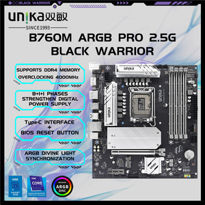 Nueva Placa Base <span class=keywords><strong>UNIKA</strong></span> UN-B760M ARGB PRO BLACK WARRIOR B760/LGA1700 Compatible con CPUs Intel de 12.ª/13.ª/14.ª Generación Precio de Fábrica - Product Image 2