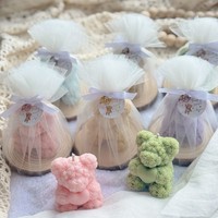 LANJO Bestseller Bärenförmige Duftkerze mit Holzuntersetzer & Gitter, Luxuriöse Aromatherapie-Kerze, Niedliches Geburtstagsgeschenk Heimdekoration