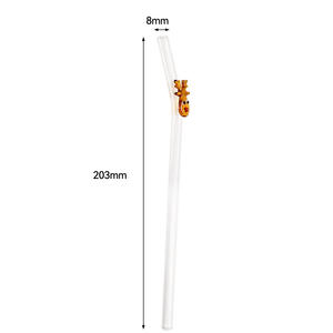 Paille de verre fleur de dessin animé créative paille de verre transparente colorée approvisionnement transfrontalier tuyau droit de paille à haute teneur en borosilicate - Product Image 5