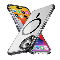 Cadre entièrement enveloppé Crystal Transparent TPU + PC Magnetic Strong Protection Case pour IP16 17 ou version ultérieure