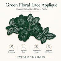 Applique en dentelle florale verte, garniture brodée de fleurs et de feuilles pour robes, chemisiers, sacs, vêtements et décoration de mode DIY