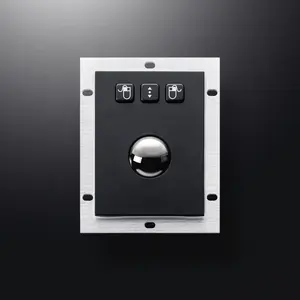 Siyah 3 düğme Mini kompakt endüstriyel paslanmaz çelik Metal Trackball fare