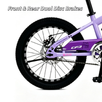 Vélo pour enfants de 16, 18, 20 et 22 pouces en acier haute teneur en carbone, disponible en rose, violet, bleu, gris et noir, pour garçons et filles