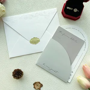 Customized Perfect Printing Wedding Invitations Embossed Letterpress Addressed Envelopes Wedding Invitation Card Luxury