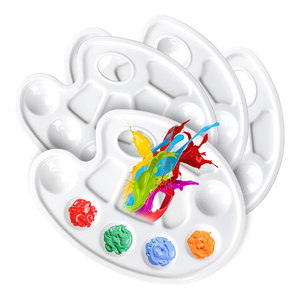 Palette de plateaux de peinture à l'aquarelle en plastique blanc, Design de 10 puits avec trou pour le pouce - Product Image 1