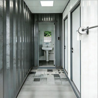 Toilettes conteneurisées portables modernes et écologiques de 20 pieds, personnalisables, en panneaux sandwich, pour bureaux, bâtiments et hôtels