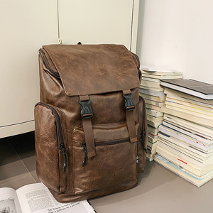 Large Capacity Fashion Waterproof PU Preppy Laptop Backpack College Students Embroidery Digital Printing Buckle Travel