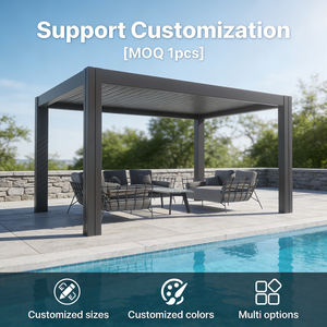 Pérgola <span class=keywords><strong>de</strong></span> Aluminio con Techo <span class=keywords><strong>de</strong></span> Láminas y Pantallas Laterales para Jardín, Gazebo Ecológico para el Patio Trasero, Refugio junto a la Piscina y la <span class=keywords><strong>Playa</strong></span> - Product Image 6