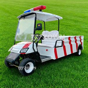 Electric Utility Cart with Red <b>White</b> Stripes and Open <b>Cargo</b> Bed for Outdoor Use - Product Image 5