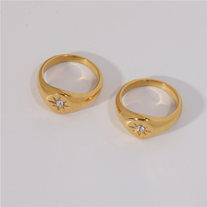 하이엔드 18K PVD 금 도금 스파클링 북극성 스테인리스 스틸 다이아몬드 반지 스테인리스 스틸 주얼리 - Product Image 5