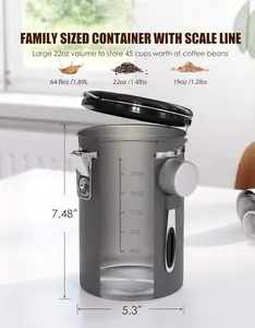 Recipiente hermético de aço inoxidável 304 para cozinha, recipiente de armazenamento de alimentos para grãos de café, chá, açúcar, café e vasilha com data de colher