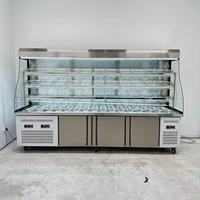 Vitrine réfrigérée multi-niveaux à façade ouverte en verre, réglable, pour présentation de plats chauds et de Malatang, avec armoire de rangement inférieure
