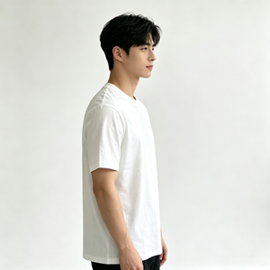 Herren Pima-Baumwoll-T-Shirt mit Rundhalsausschnitt, Gerippter Kragen, Schlichte Bündchen & Saum, Lässiges Einfarbiges Weißes T-Shirt S bis XXXL für Individuelles Logo - Product Image 2