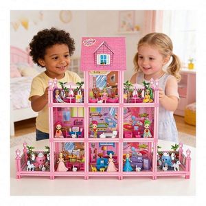 Casa de Muñecas de Lujo para Niños con Balcón, Piscina, Tobogán, Ascensor, Muebles, Juego de Simulación, Set de Regalo - Product Image 3