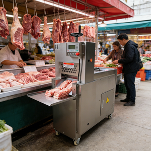 Máquina Cortadora de Carne Congelada Comercial de Alta Velocidad, Cortadora Automática de Carne de Res, Cordero y Tocino en Rollo, de Acero Inoxidable - Product Image 1