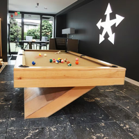 Table de billard de luxe sur mesure à 9 boules avec pieds en X, tissu personnalisé, pieds en bois massif, plateau en ardoise, rails en acier inoxydable, cuir véritable