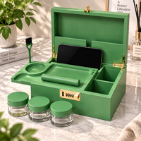 Boîte de rangement carrée moderne en bois avec serrure, grande, anti-odeur, pour broyeur d'herbes sèches