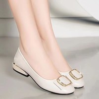 Chaussures élégantes à talons bas de haute qualité pour femmes, chaussures plates confortables pour femmes, et chaussures plates en cuir pour femmes