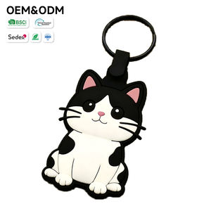 Gantungan Kunci Karet Anime Kawaii Silikon Lembut Kucing Putih Menggemaskan Dengan Telinga Merah Muda - Product Image 5