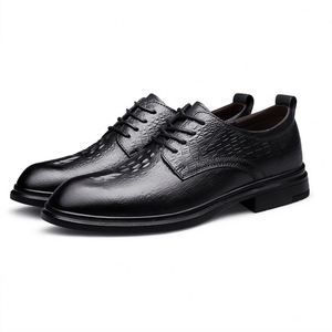 Nouvelle Arrivée Chaussures Oxford Formelles Homme Italiennes Rouge Vin à Lacets Bout Carré Antidérapantes Respirantes en Cuir Dropshipping - Product Image 5