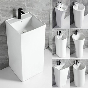 Ceramic Pedestal Basin Irregular Modern Design Durable Home Bathroom Sink - Product Image 1