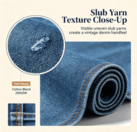 Tissu sergé en denim 21S Slub Indigo, mélange coton/polyester, 150D 200GSM 57/58 pouces, respirant, résistant à l'abrasion, pour vêtements et usage domestique