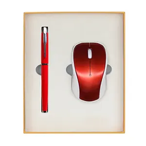 Top Selling 2-in-1 Digital Wireless Mouse Metal Pen Gift Set Christmas Souvenir Gifts Promotion Products Cheap Wireless Mouse