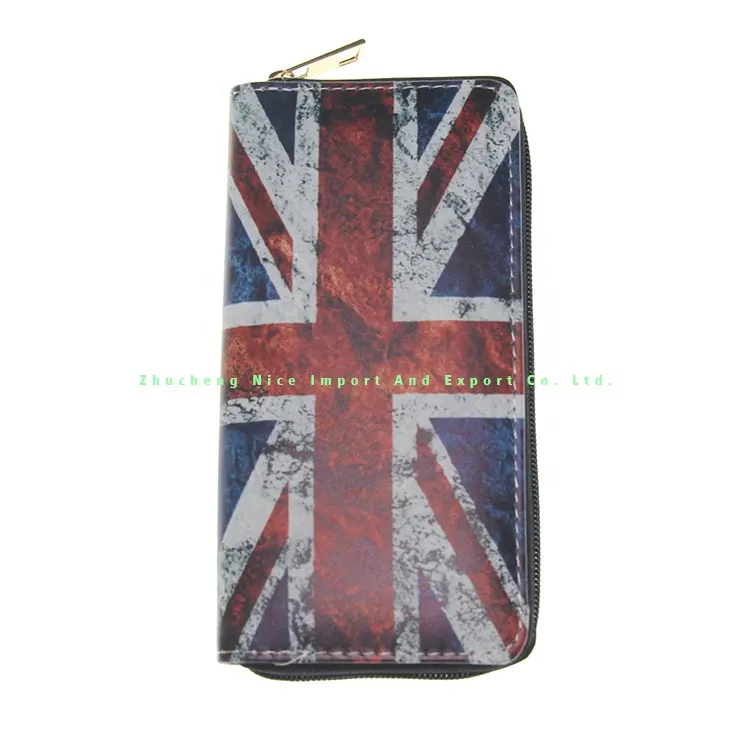 Best price high quality national flag PU long wallet Custom European and American fashion handbag