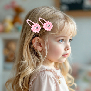 CN 8PCS Mini Pinces à <span class=keywords><strong>Cheveux</strong></span> Florales en Satin Printemps-Été, Multicolores, à Pression, pour Filles, Coiffure de Mariage - Product Image 6
