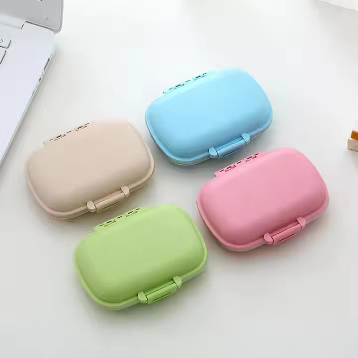Customizable 8-Compartment Portable Pill Box Waterproof Moisture-Proof Storage Case Made Wheat Straw Plastic Week 7 Storage Bin