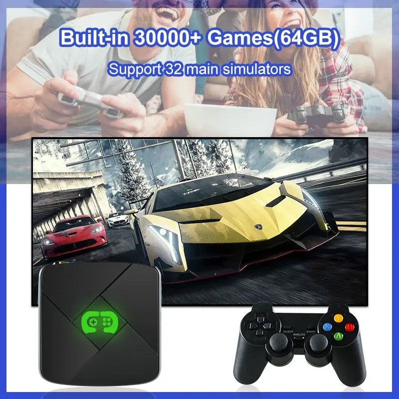 2.4G sans fil HD 4K Gamebox Arcade Game Machine Android TV 3D Games Box I3 Retro Video Game Console pour N64 GBA GBC