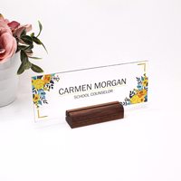 ARTSWAVE Plaque de nom de bureau avec logo personnalisé Décoration de bureau unique Présentoir de panneaux écologique 8 "x 2.5" Cadeau personnalisé pour lui et elle
