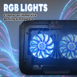 แผ่นรองระบายความร้อนสำหรับแล็ปท็อปเกมมิ่ง RGB <span class=keywords><strong>พัดลม</strong></span>คู่ขนาด 14 ซม. ระบายความร้อนด้วยอากาศ - ใช้พลังงานจาก USB ปรับระดับได้ด้วย PWM พร้อมที่วางโน้<span class=keywords><strong>ต</strong></span>บุ๊กพลาส<span class=keywords><strong>ต</strong></span>ิก มีสินค้าในสต็อก - Product Image 5