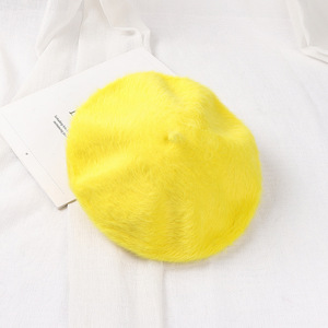 Chapeau béret couleur unie fourrure de lapin cheveux longs floue pour femmes femmes couleur unie Sports d'hiver Ski fête chapeau béret applicable - Product Image 4