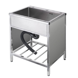 Màu đen duy nhất Bát bồn rửa nhà bếp thép không gỉ freestanding với chân Số lỗ một vòi nước không bao gồm - Product Image 4