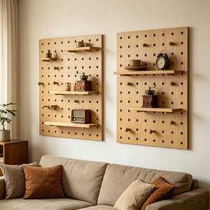 Solid <strong>Wood</strong> Pegs Modular Hanging <strong>Storage</strong> Multifunction Back Board <strong>Shelving</strong> Tool Rack Shelves Pegboard Wall Set - Product Image 3