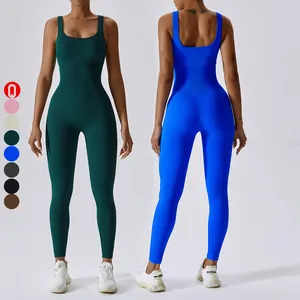 थोक कस्टम महिलाओं फिटनेस खेलों जिम कसरत काटने का निशानवाला Bodycon Jumpsuit सेक्सी महिलाओं 2023 Jumpsuits Playsuits Bodysuits