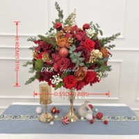 DKB Centros de Mesa con Flores Artificiales para Boda, Rosas de Seda, Hortensias, Decoraciones para Mesa, Recepción, Fiesta, Decoración para el Hogar y Bodas