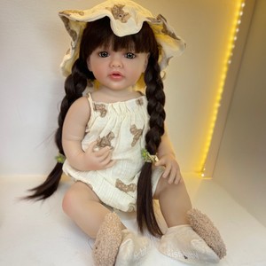 Muñeca <span class=keywords><strong>Reborn</strong></span> Realista de Silicona Completa, Asequible, de 55 cm, 22 Pulgadas, Cabello Largo Castaño, Muñeca de Juguete Realista, Princesa Bebé Caminante - Product Image 5