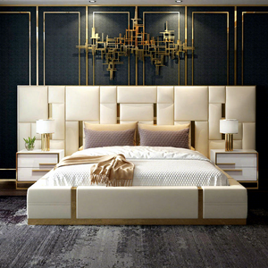 High End Modern Luxury Soft <strong>Bed</strong> <strong>Frame</strong> Bedroom Genuine Double Leather <strong>King</strong> Queen Size <strong>Bed</strong> - Product Image 1