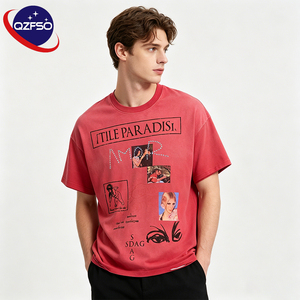 Camiseta QZFSO Personalizada 100% Algodón, Corte Regular, Gruesa, con Estampado DTG, Letras Gráficas, Efecto Desgastado por el Sol, Lavado Ácido, con Pedrería y Aspecto Desgastado - Product Image 1